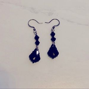 Costume jewellery - black plastic drop earrings